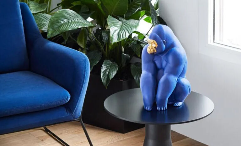 Lladro Blue Gold Gorilla