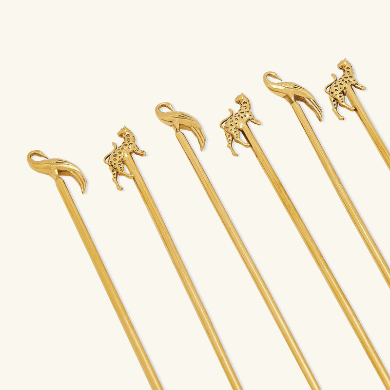 Sagar Swizzle Stir Gold Set Of 6 ira udaipur sagar swizzle stir gold set of 6