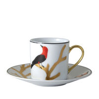 مجموعة من 4 فناجين و صحون قهوة بتصميم الطيور, small
