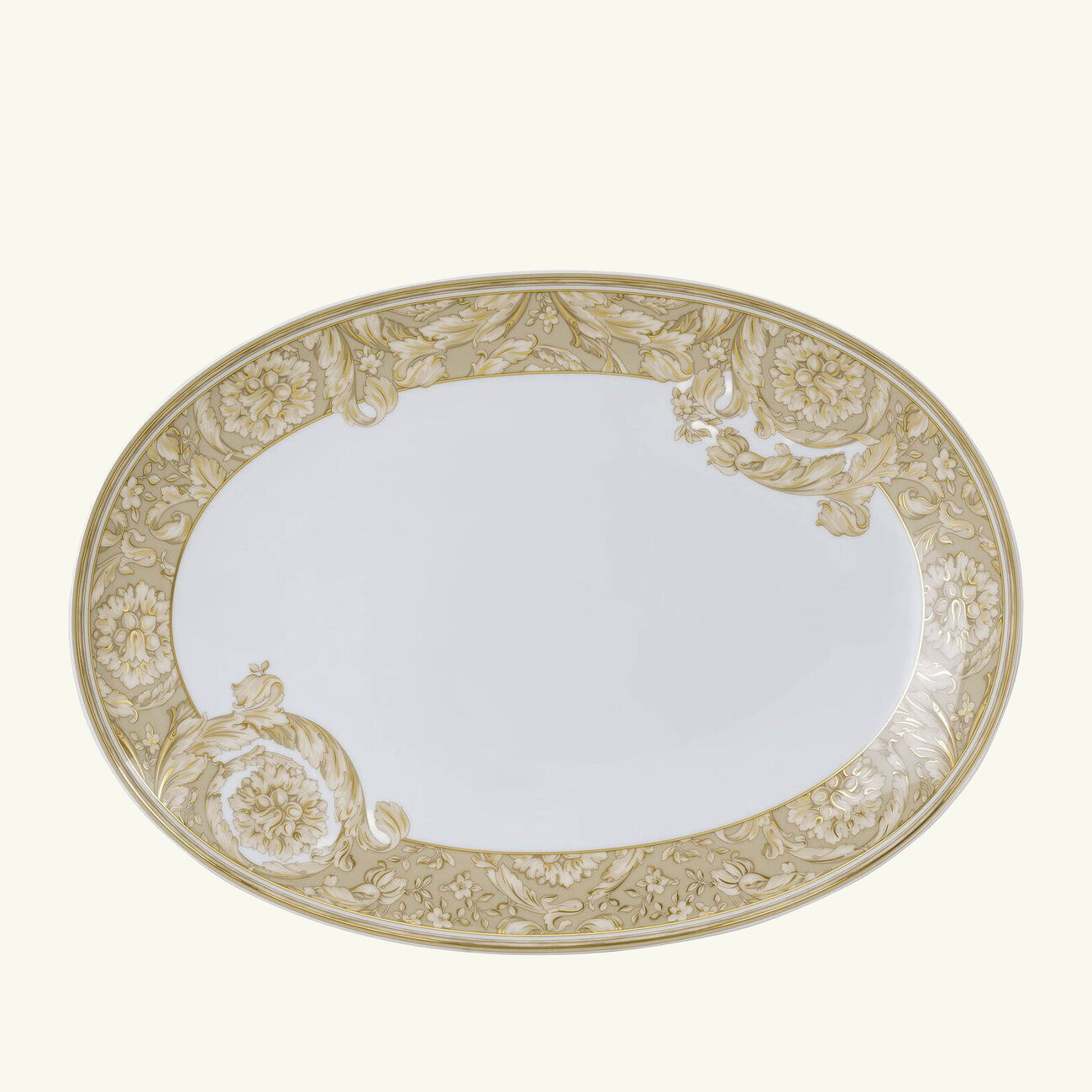 versace barocco beige serving platter oval 33 cm
