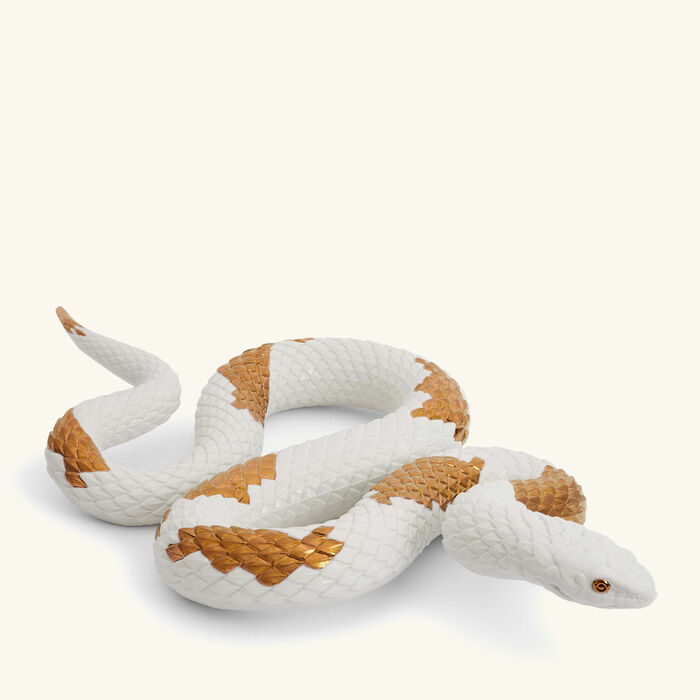 lladro copper snake sculpture large gold