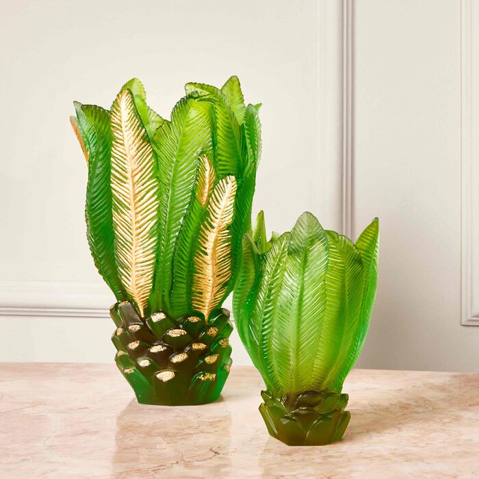Palm Beach Vase Medium Green daum palm beach vase medium green