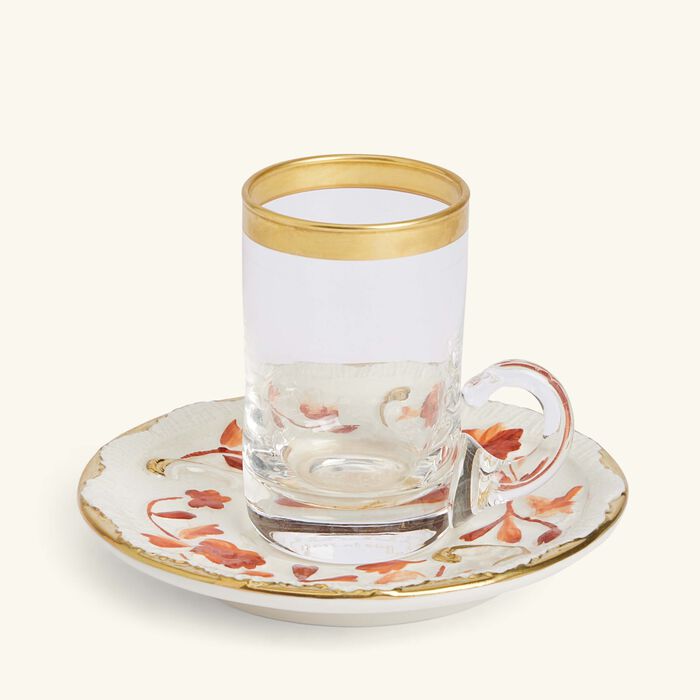 villari taormina arabic tea cup   saucer red