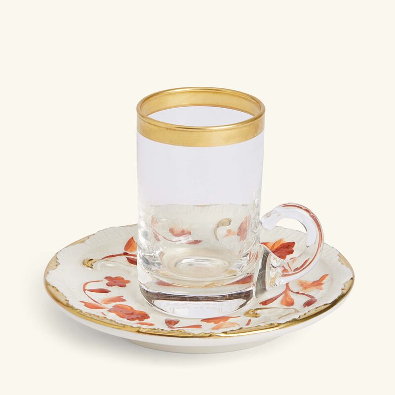 villari taormina arabic tea cup   saucer red