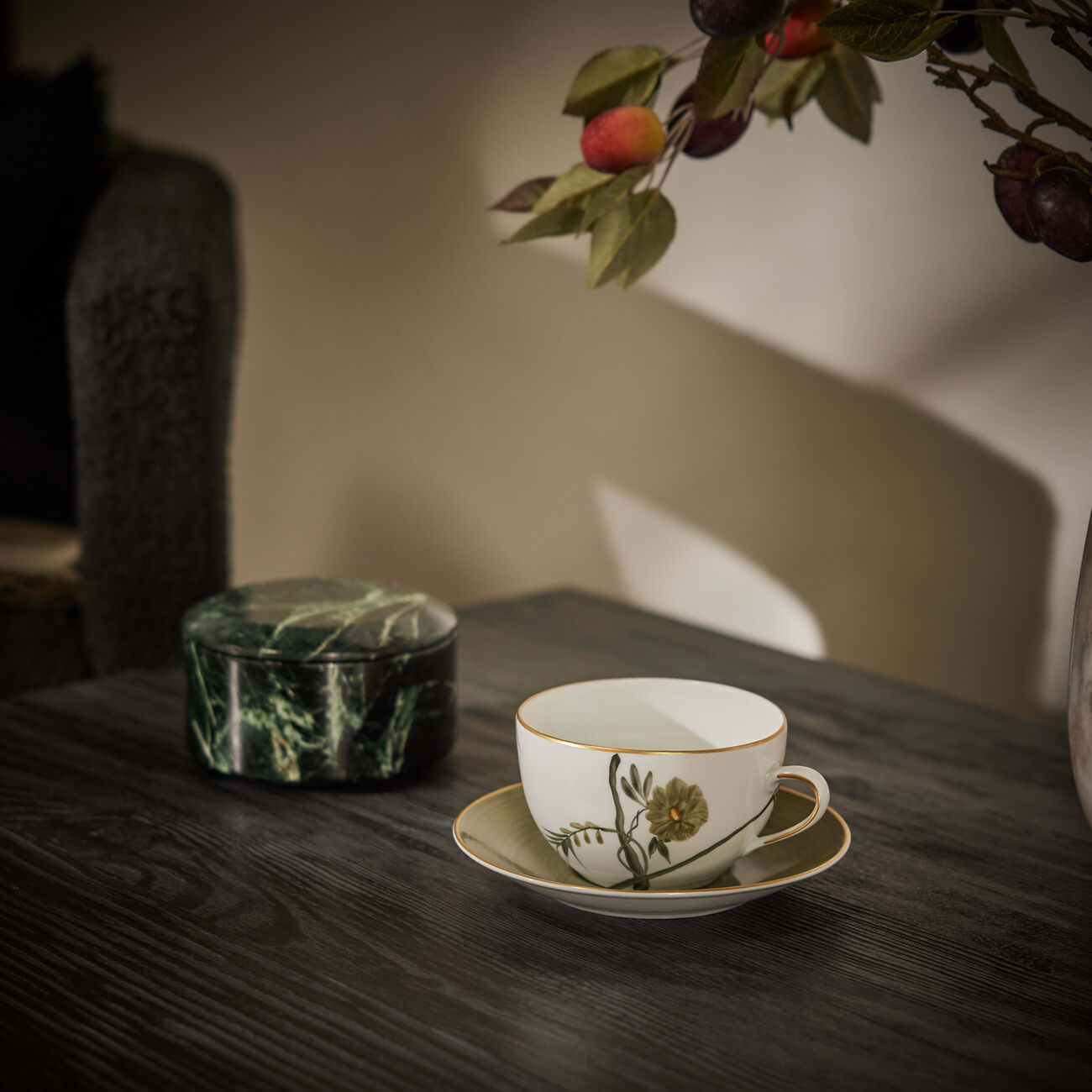 marie daage bouquet de vie cup   saucer green