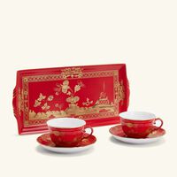 Oriente Italiano Tea Set with Tray Red 5 pieces ginori 1735 oriente italiano tea set with tray red 5 pieces