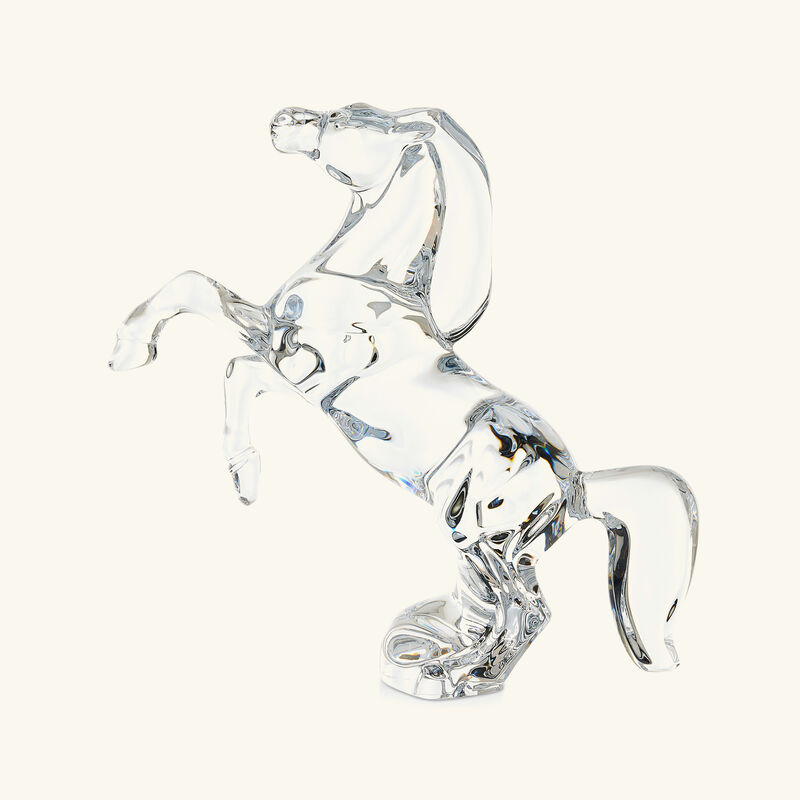 باكارا منحوتة حصان على قائمتين صغيرة شفافة