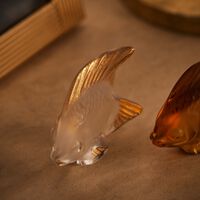 Fish Figurine Mini Clear & Gold lalique fish figurine mini clear gold