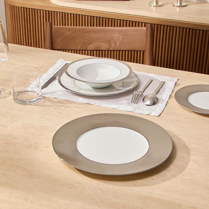 Maille Platine Service Plate Round Silver 31cm bernardaud maille platine service plate round silver 31cm