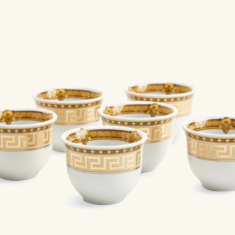 فيرساتشي طقم برستيج جالا مؤلف من 6 فناجين للقهوة العربية مع صحونها باللون الأبيض