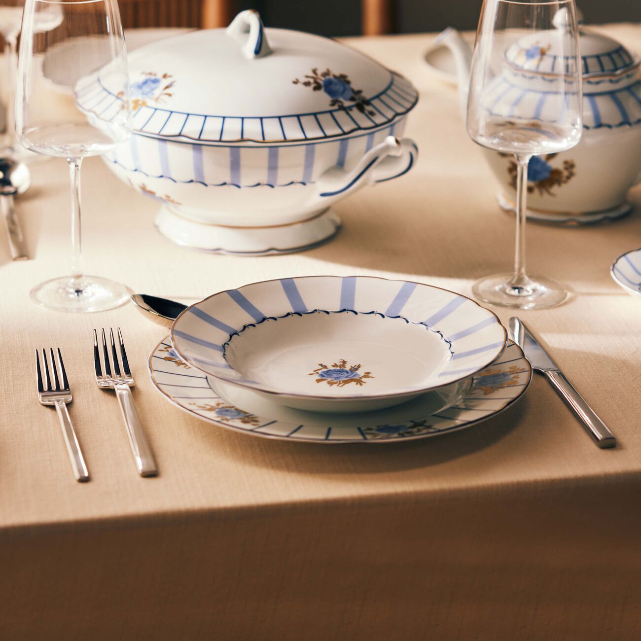 bernardaud brocante soup plate round blue 22cm