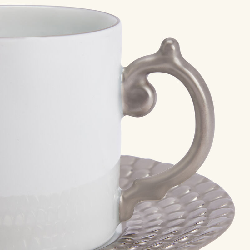 Aegean Coffee Cup & Saucer Silver Set Of 2 l objet aegean coffee cup saucer silver set of 2