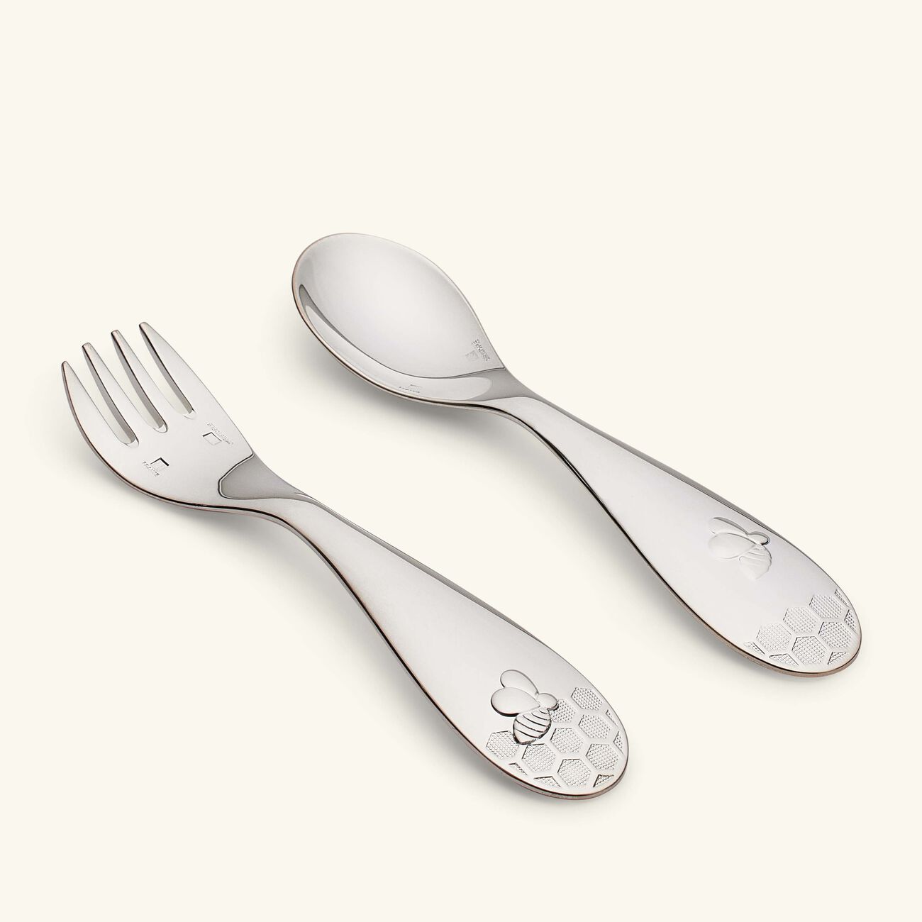 christofle beebee baby flatware silver plated set of 2