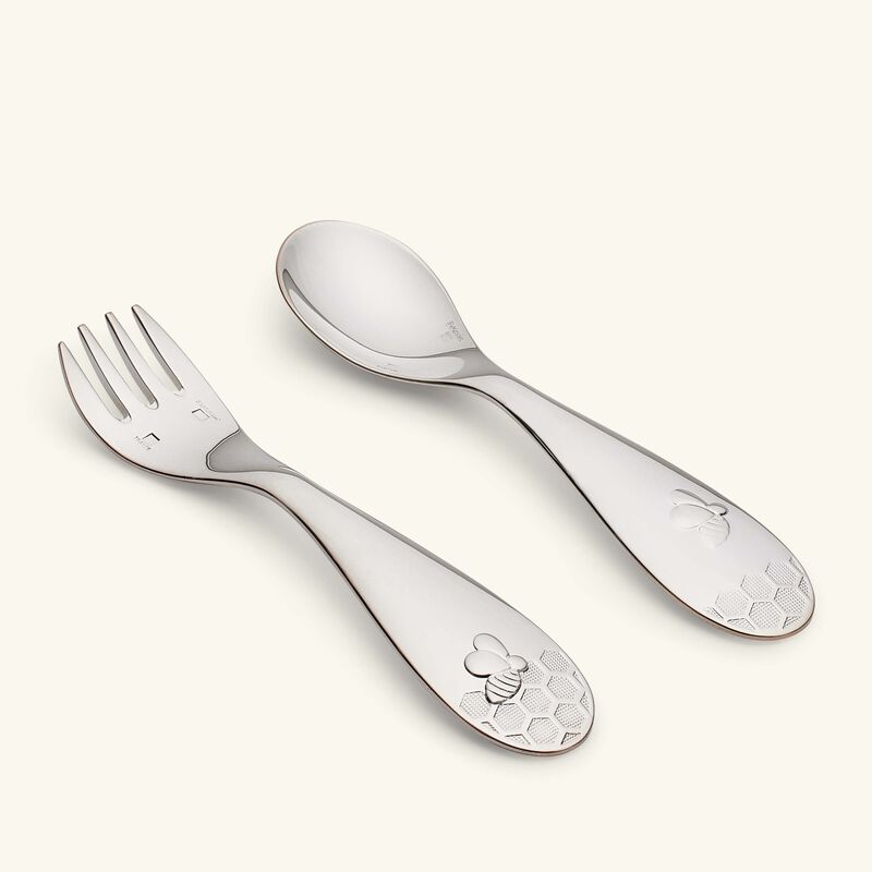 christofle beebee baby flatware silver plated set of 2