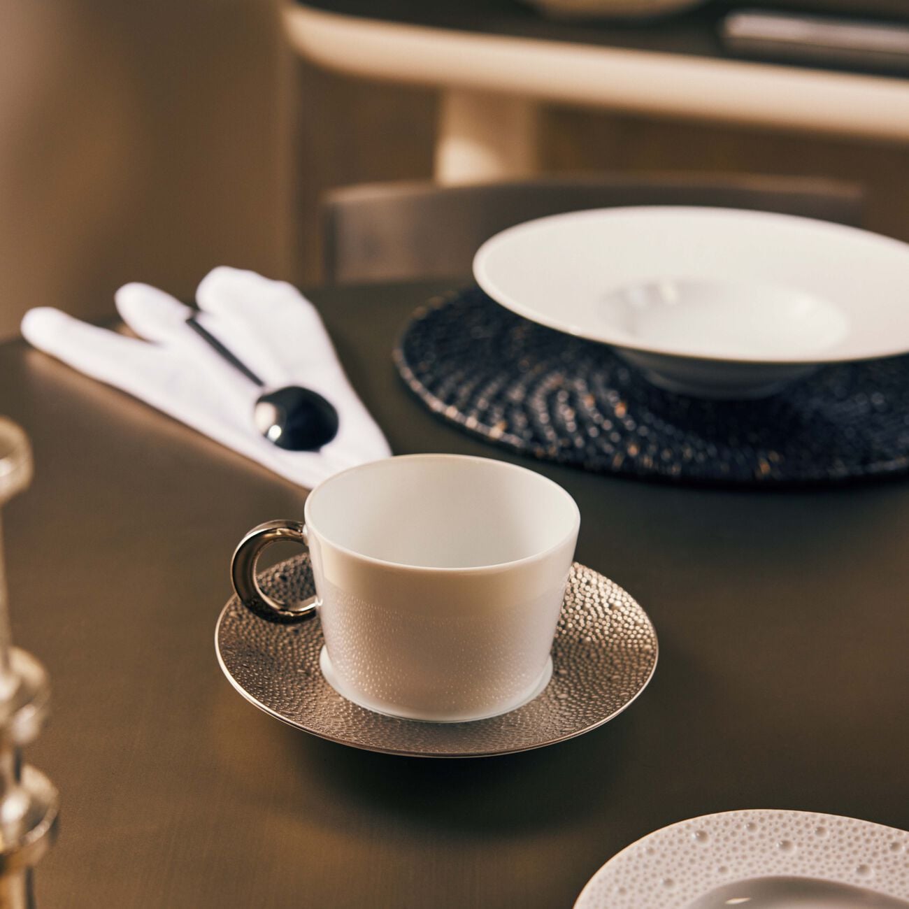 Ecume Tea Cup & Saucer White bernardaud ecume tea cup saucer white