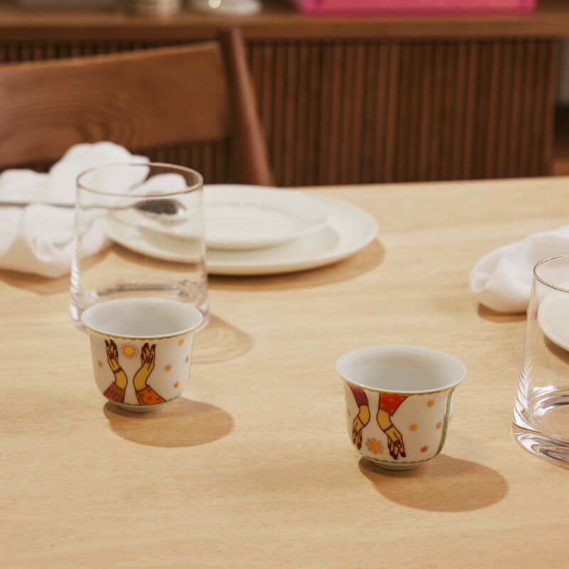 Hessa Arabic Coffee Cup White Set Of 2 silsal hessa arabic coffee cup white set of 2