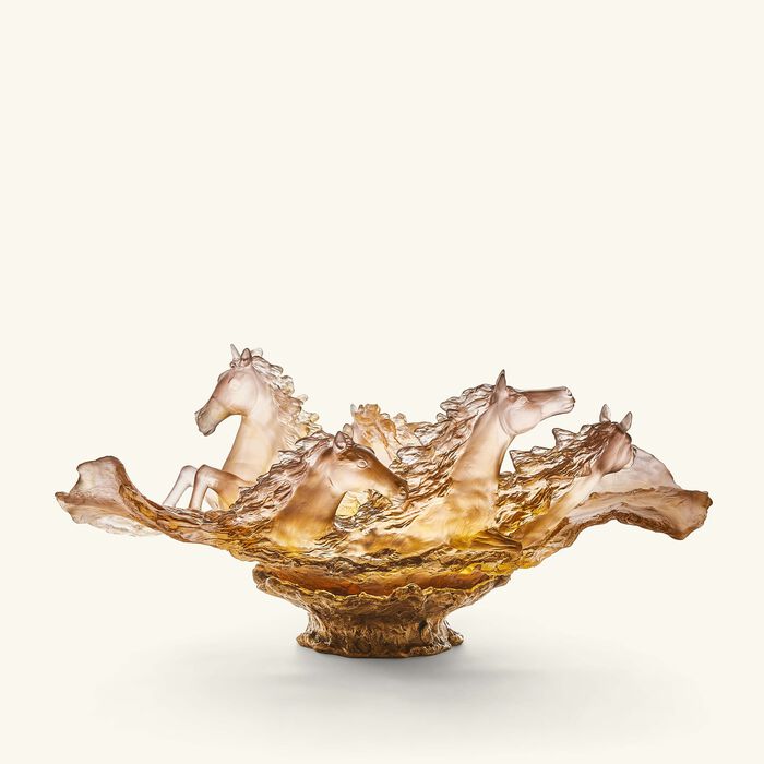 daum cavalcade glazed centerpiece brown limited edition