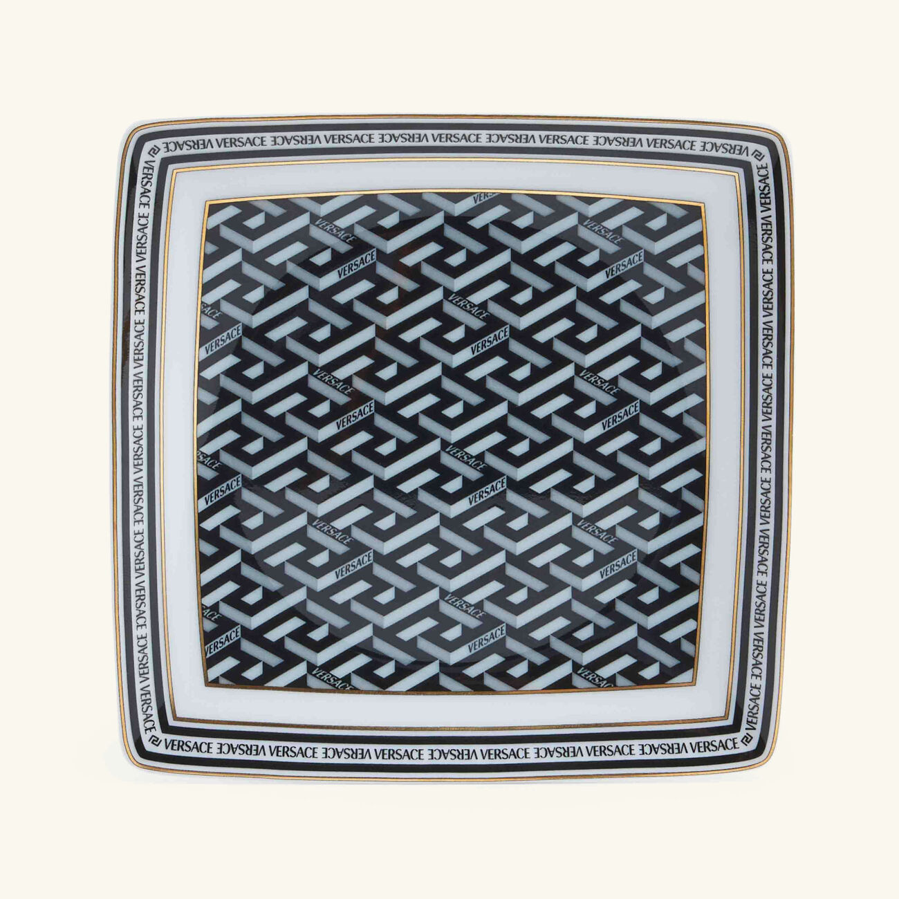 فيرساتشي صينية الحلى والمجوهرات لا جريكا مربعة صغيرة سوداء