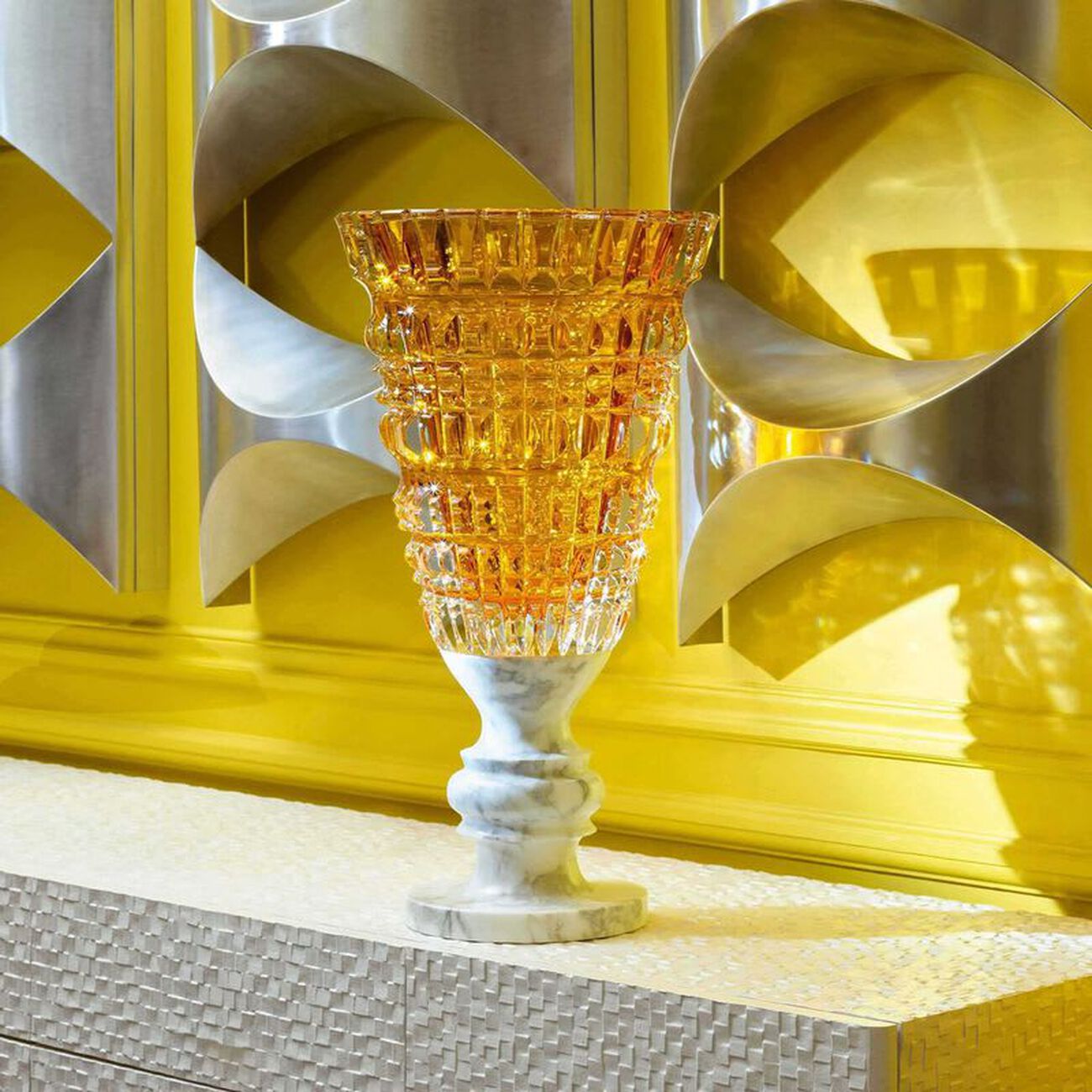 باكارا مزهرية نيو آنتيك الكبيرة جدًا صفراء