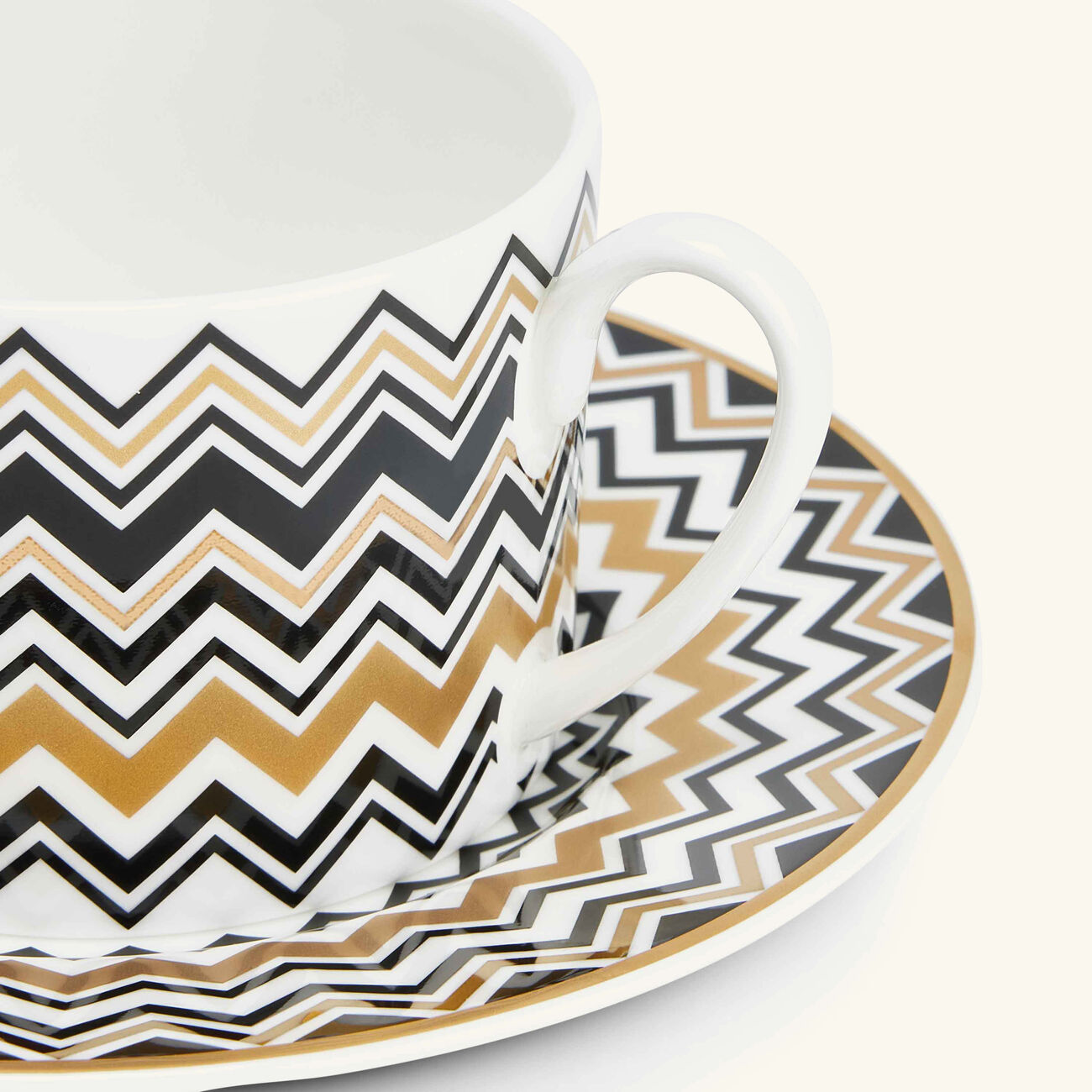 missoni home zig zag gold  tea cup   saucer pattern