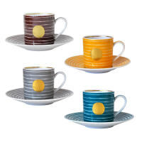 Aboro Gift Box Set Of 4 Assorted Espresso Cups And Saucers, small