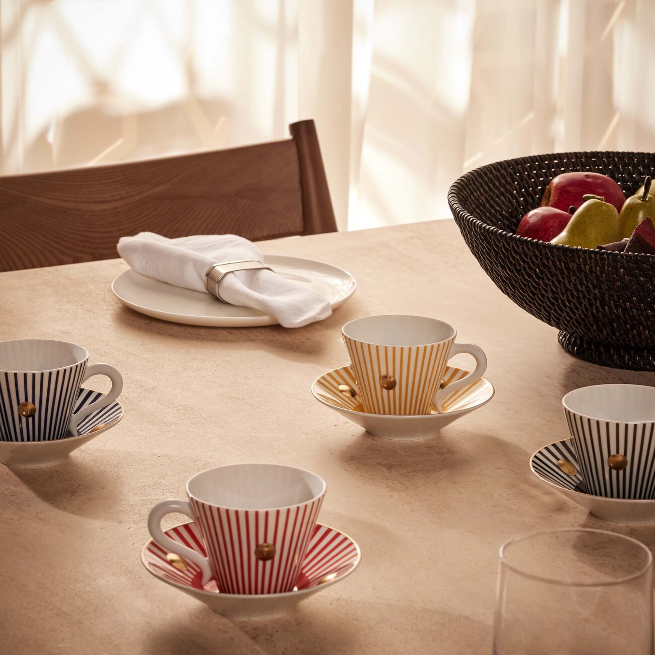 bernardaud delphos tea cup   saucer pattern set of 4