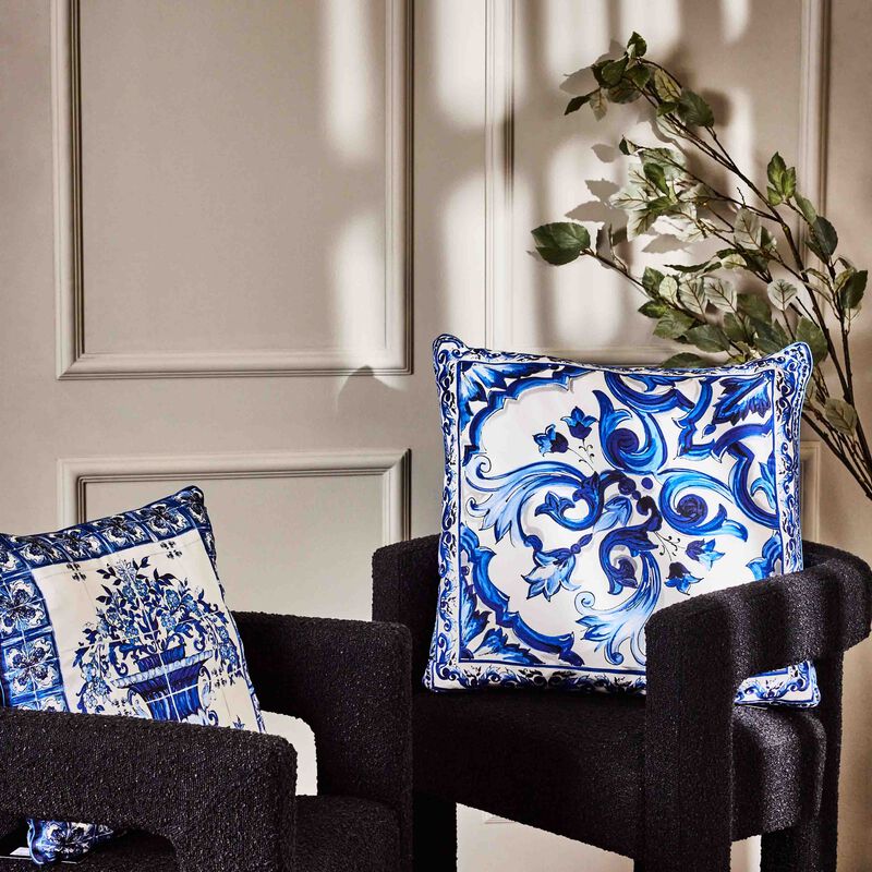 dolce gabbana casa blu mediterraneo silk twill pillow