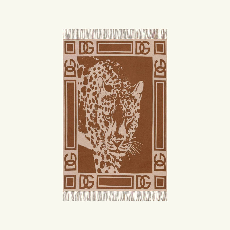 dolce gabbana casa cashmere jacquard blanket brown