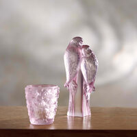 lalique two parakeets sculpture small pink