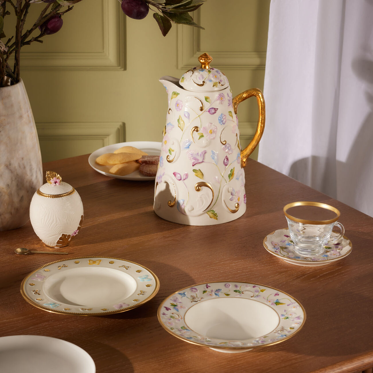 villari butterfly dessert plate white 21cm