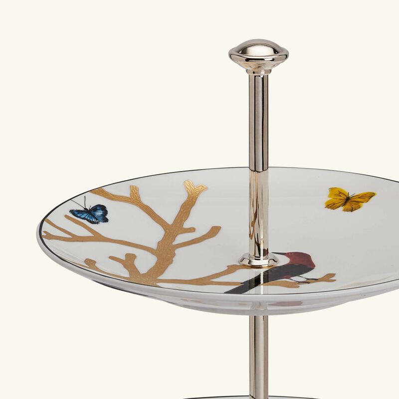 bernardaud aux oiseaux cake stand 3 tier gold