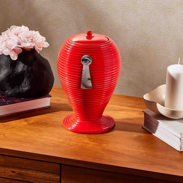 fornasetti rigato serratura vase medium red