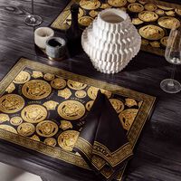 Medusa Amplified Napkin & Placemat Black Set Of 2 versace medusa amplified napkin placemat black set of 2