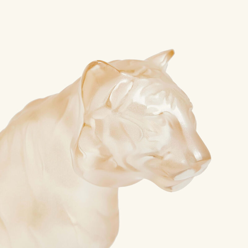 lalique sitting tiger sculpture small gold