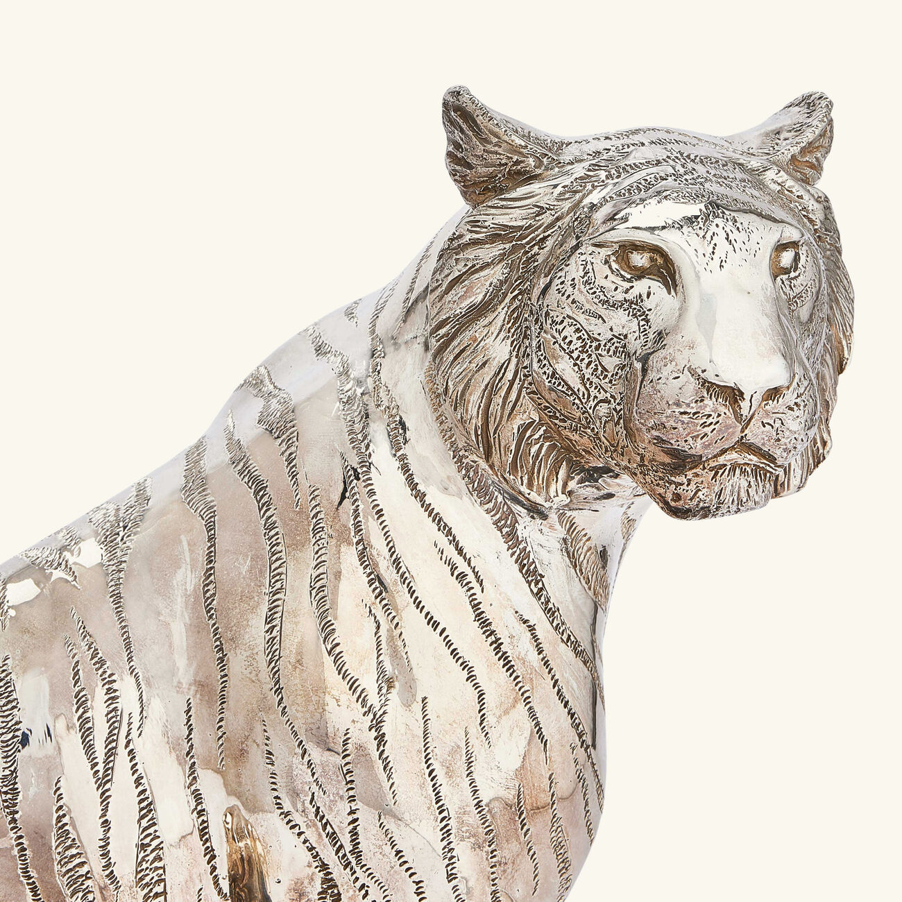 Sitting Tiger Sculpture Medium Sterling Silver christofle sitting tiger sculpture medium sterling silver