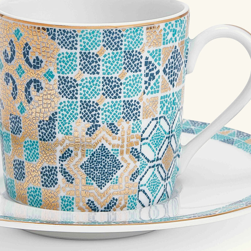 هافيلاند طقم بورتوفينو المؤلف من 4 فناجين للقهوة مع صحونها باللون الأزرق