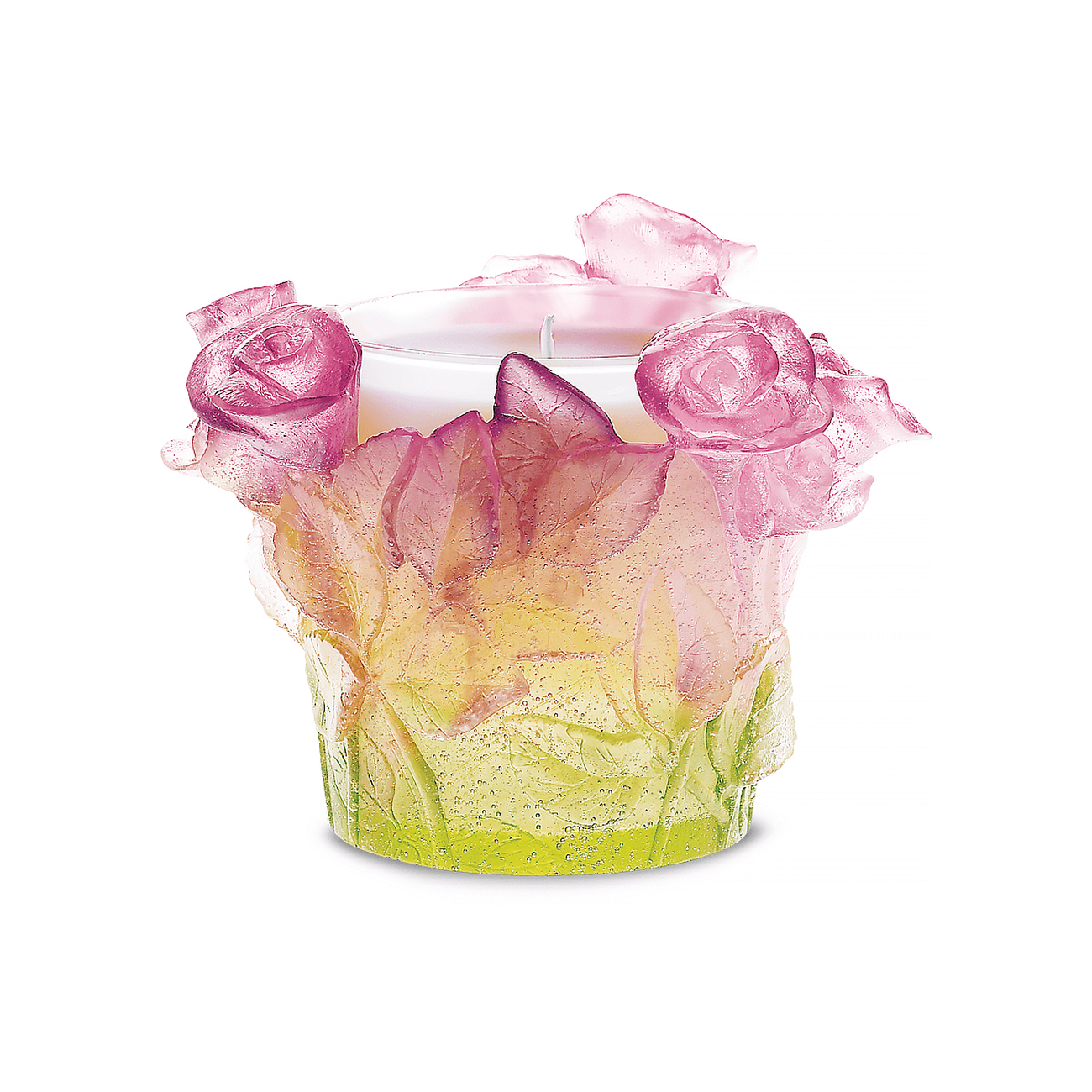 daum roses candle holder pink