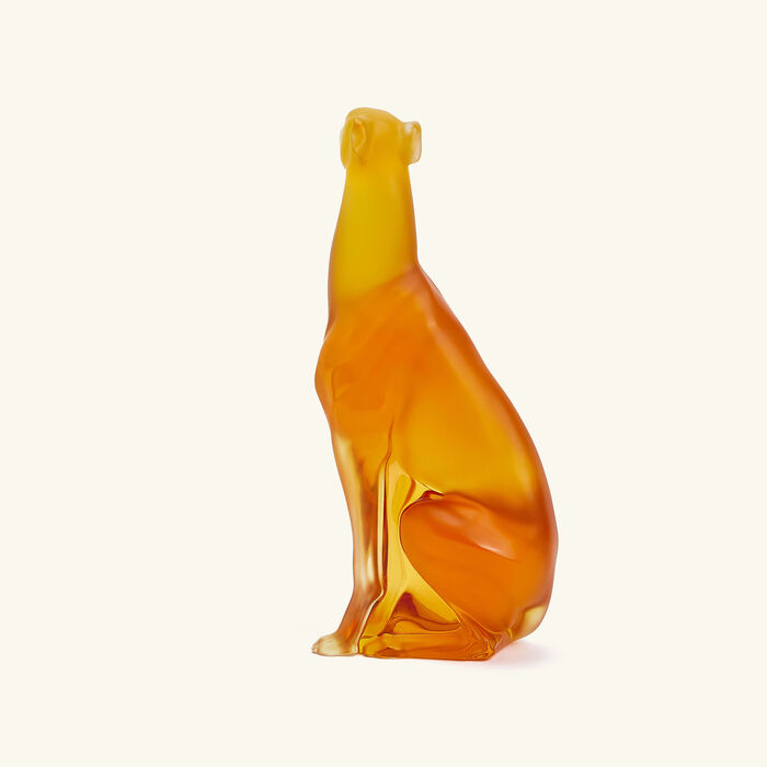 lalique greyhound sculpture medium yellow