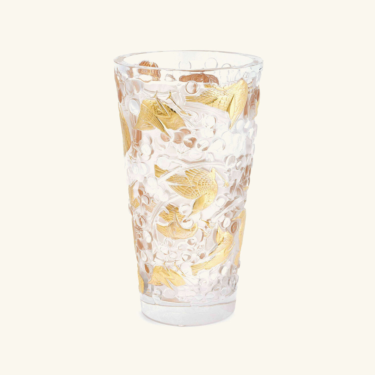 lalique merles et raisins vase medium gold