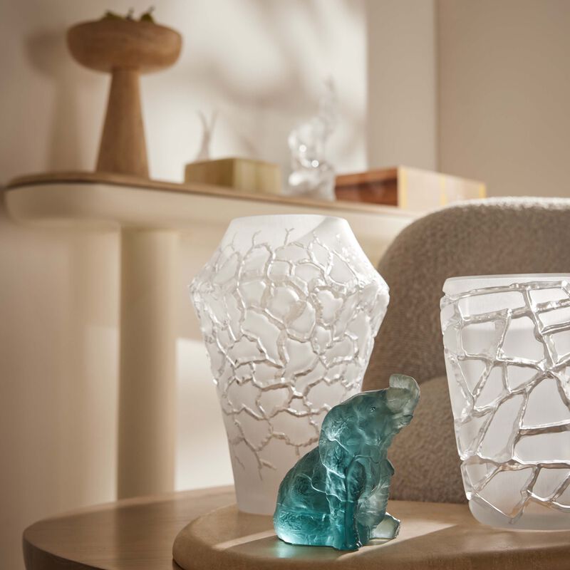 lalique terramineral baby elephant figurine mini blue