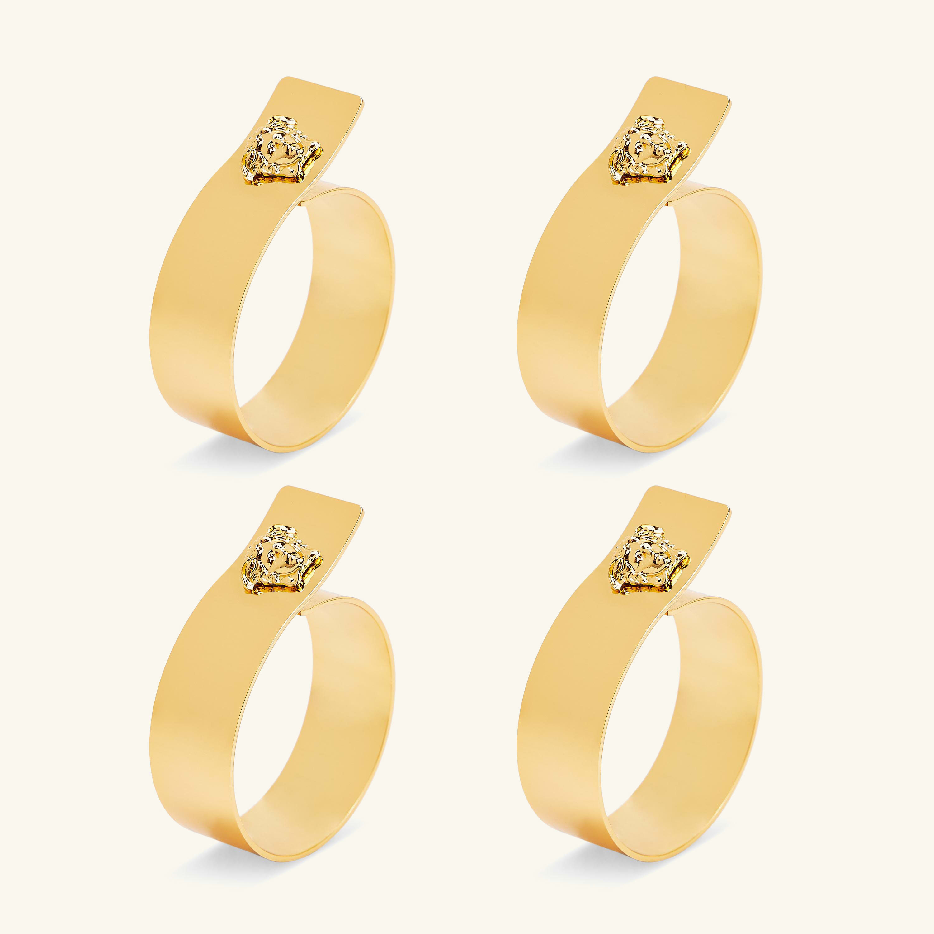 Versace Medusa Napkin Ring Gold Set Of 4 | Tanagra KSA