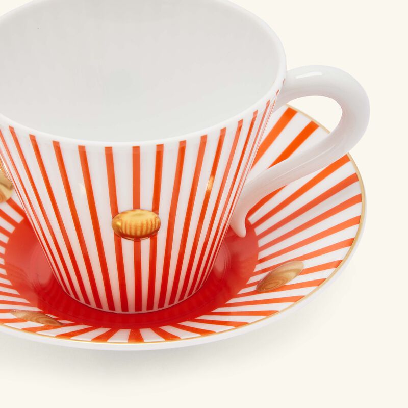 bernardaud delphos et knossos tea cup   saucer red set of 2