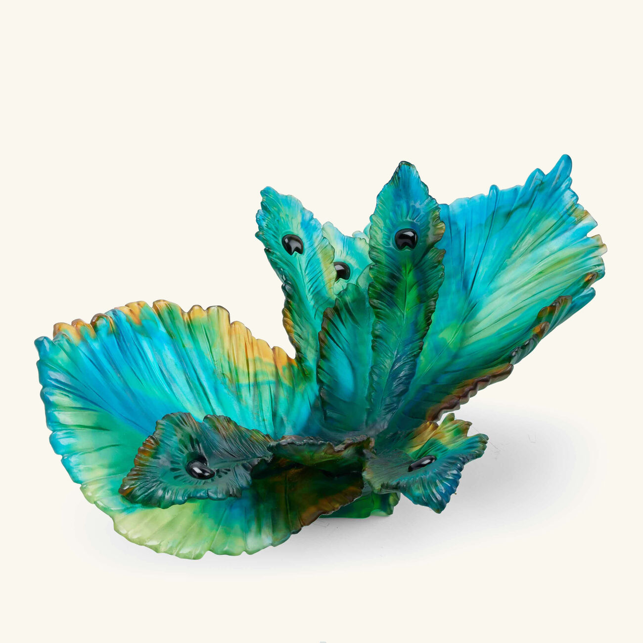 daum fleur de paon centerpiece extra large green