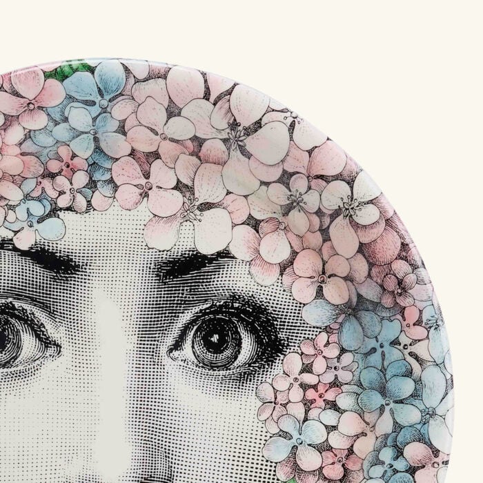 fornasetti ortensia tray round large multicolored