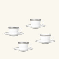 bernardaud maille platine moka coffee cup   saucer set of 4 white
