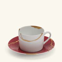 Kintsugi Tea Cups & Saucer Red Set Of 4 bernardaud kintsugi tea cups saucer red set of 4