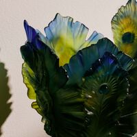 daum fleur de paon exotique vase large green limited edition