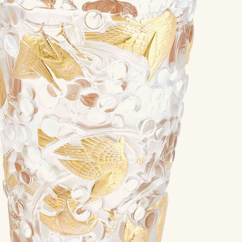lalique merles et raisins vase medium gold