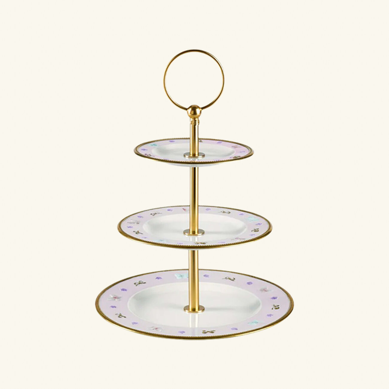 villari butterfly pastel pink 3 tier cake stand