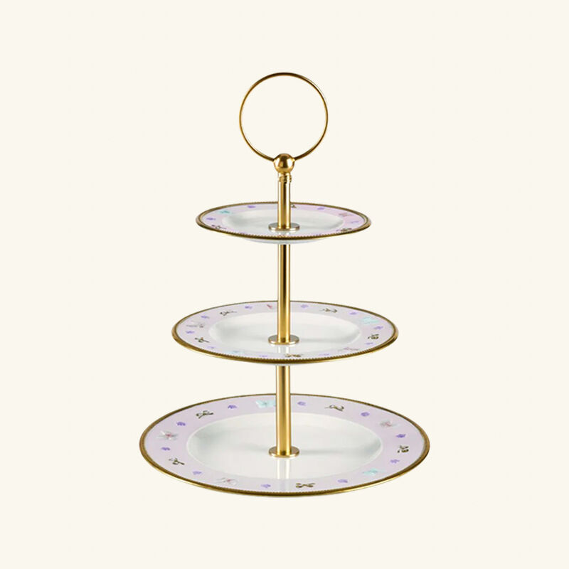 villari butterfly pastel pink 3 tier cake stand